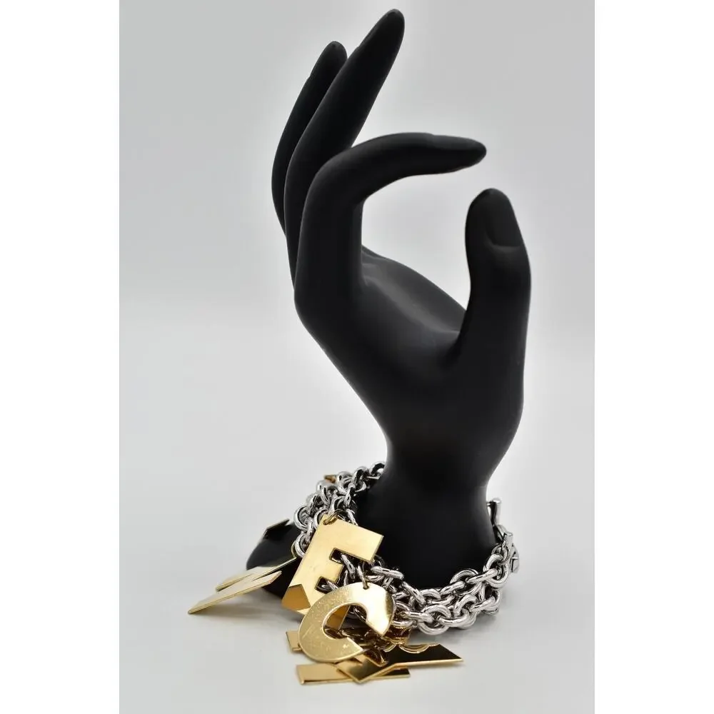 Givenchy Vintage Logo Charm Bracelet Gold Chunky Runway Rare Signed 1980s BinO